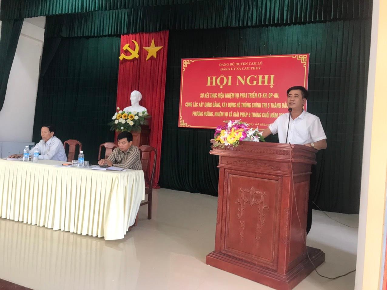 Đảng ủy xã Cam Thủy tổ chức Hội nghị Sơ kết thực hiện nhiệm vụ phát triển KT-XH, QP-AN, công tác xây dựng Đảng, xây dựng hệ thống chính trị 6 tháng đầu năm; phương hướng, nhiệm vụ và giải pháp 6 tháng cuối năm 2024